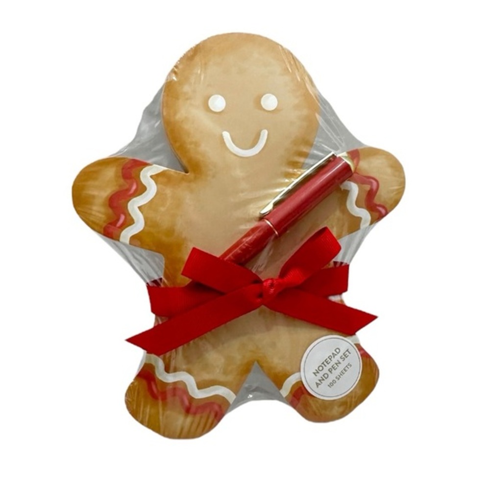 NWT Gingerbread Man Notepad & Pen Gift Set Holiday Stationery Great Gift Idea